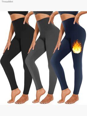 Fleece Lined Leggings High Waisted Warm Winter Yoga Pants for Women Running